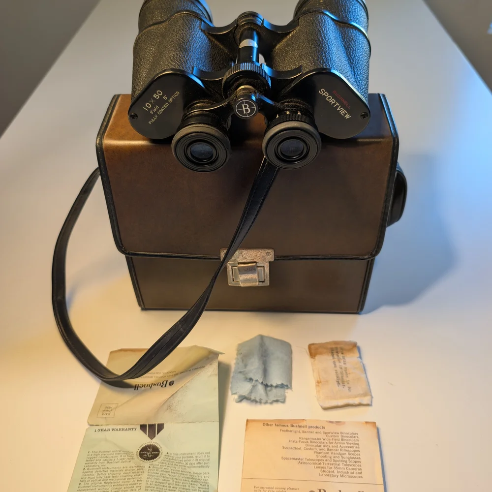 VTG Bushnell 10x50 Binoculars - Japanese Optics - Leather Case - Full Set